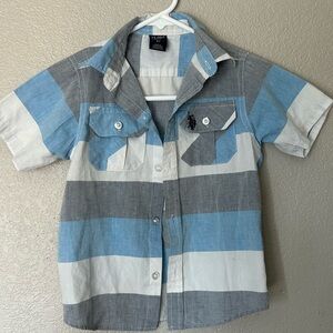 U.S. Polo Assn 4T Boys Button Down Plaid Collared Casual Shirt